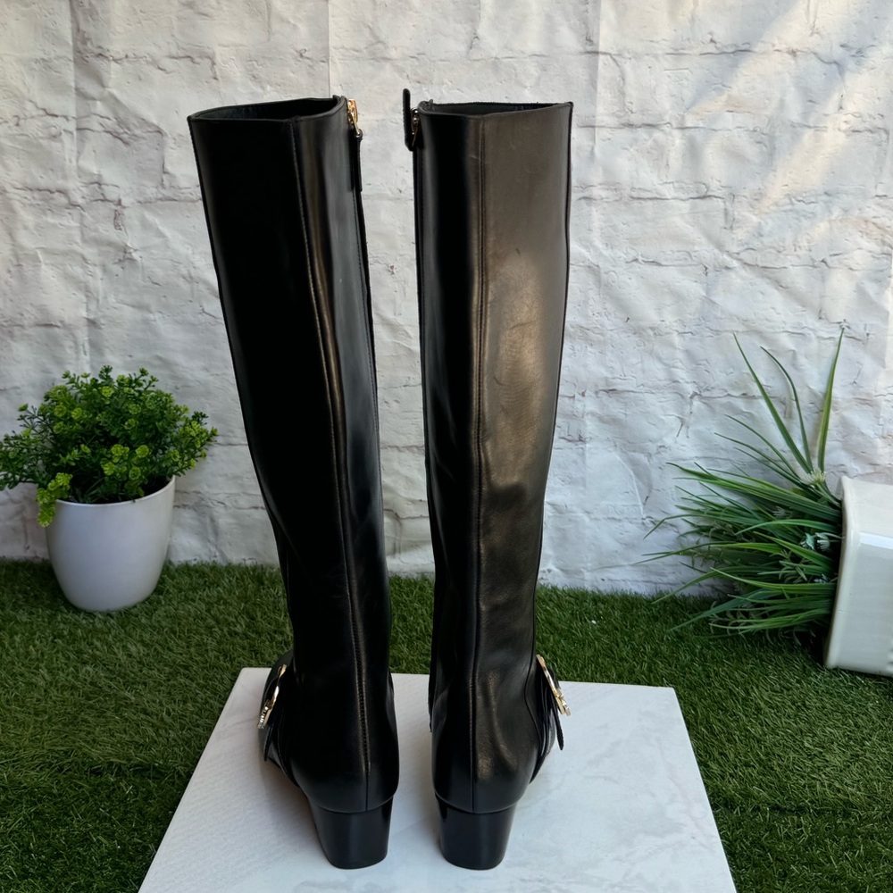 TORY BURCH Sofia Black Leather Knee-High Tall Wedge Boots Size 5 Riding boots - Picture 3 of 11